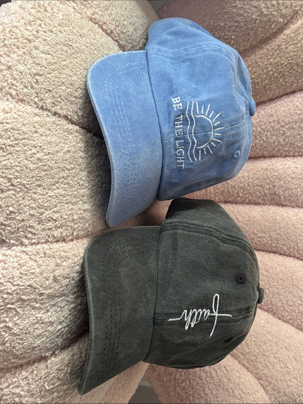 Be The Light Washed Blue Baseball Cap - Embroidered Sun Design